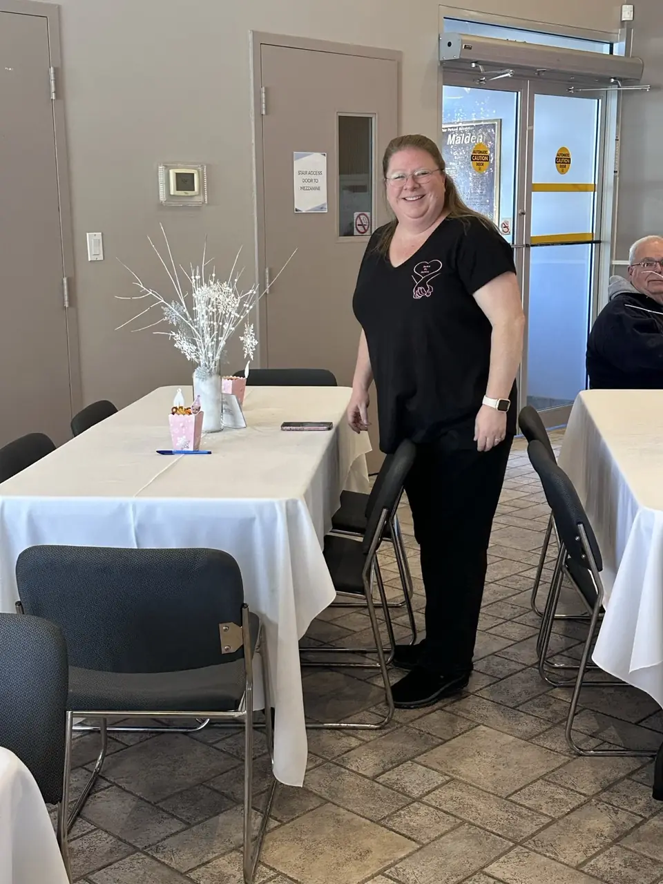 Guest tables with snowflake centrepieces