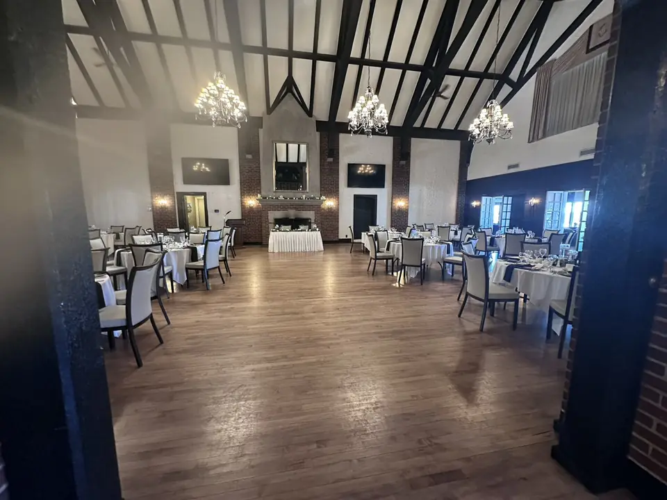 Reception hall with chandeliers