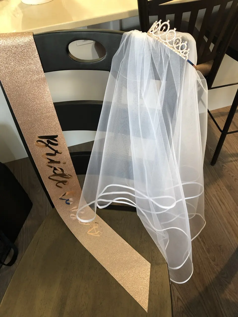 Bride sash, veil and tiara
