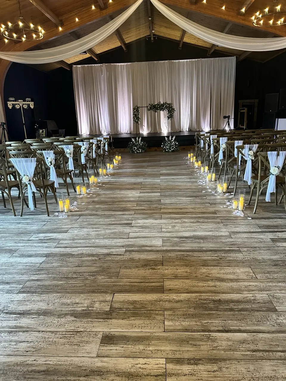 Candle-lined wedding aisle